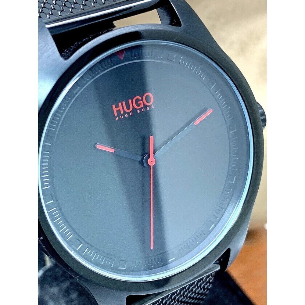 Hugo Boss Men's Watch 1530044 Quartz Black Dial Mesh Stainless Steel 42mm